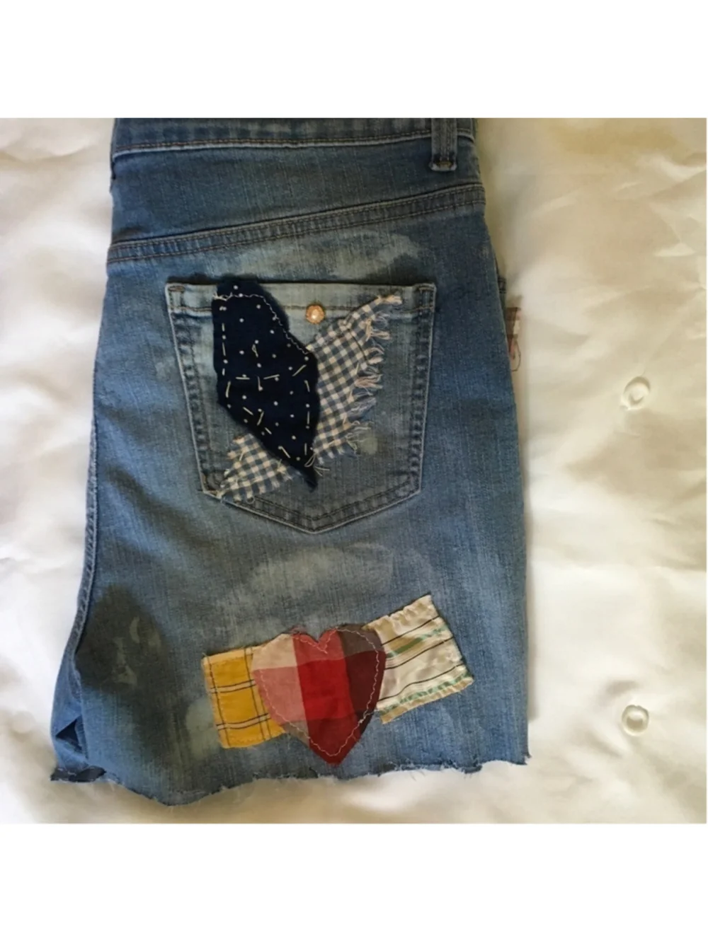 Upcycled Reworked Patchwork Denim Shorts Size 12